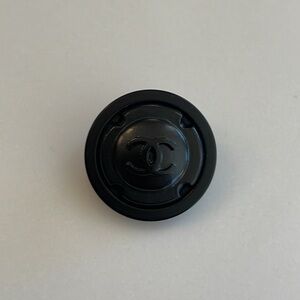 Chanel Black Plastic CC Engraved Round Button